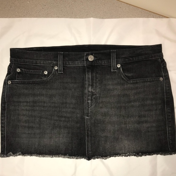 black denim short skirt